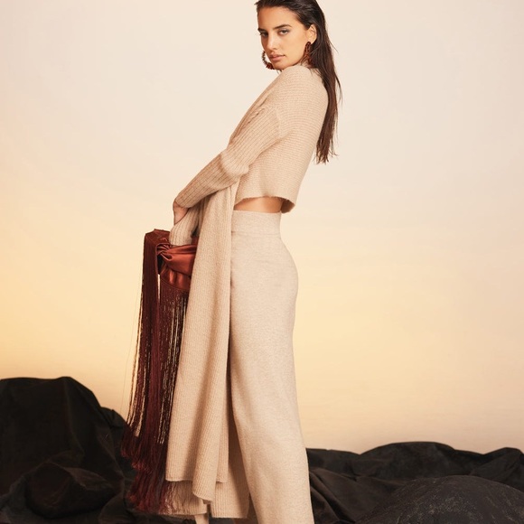 Cult Gaia Izzie Sweater Cardigan in Beige Oatmeal Pink size Small - Picture 7 of 11